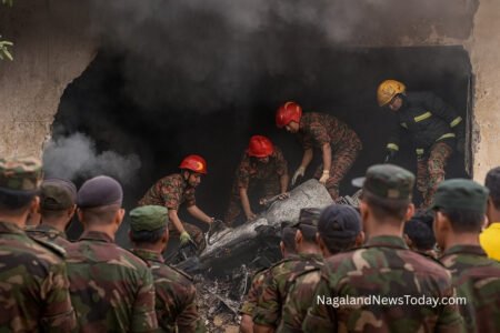 Bangladesh Air Force jet crash site at Dhaka school