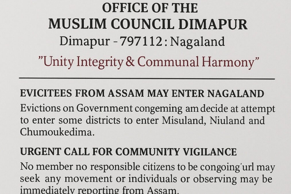 Muslim Council issues warning over Assam evictees in Dimapur