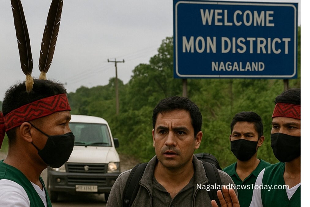 Tribal student volunteers stop non-locals at Mon entry checkpoint