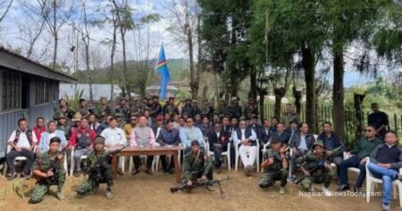 NNC FGN members with supporters and armed cadres during a gathering in Nagaland.