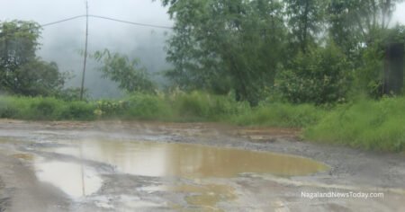 Zunheboto Government College Road potholes and water logging