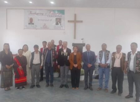 “Thanksgiving and Felicitation Ceremony at Yisisotha Baptist Church honoring Shri Ar. Tarachu Fithu and Smti. Kusa Fithu.”